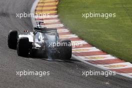 Lewis Hamilton (GBR) Mercedes AMG F1 W06 sends sparks flying. 21.08.2015. Formula 1 World Championship, Rd 11, Belgian Grand Prix, Spa Francorchamps, Belgium, Practice Day.