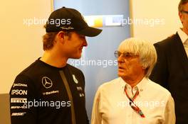 (L to R): Nico Rosberg (GER) Mercedes AMG F1 with Bernie Ecclestone (GBR). 21.08.2015. Formula 1 World Championship, Rd 11, Belgian Grand Prix, Spa Francorchamps, Belgium, Practice Day.