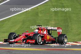 Sebastian Vettel (GER) Ferrari SF15-T sends sparks flying. 21.08.2015. Formula 1 World Championship, Rd 11, Belgian Grand Prix, Spa Francorchamps, Belgium, Practice Day.