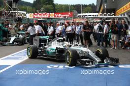1st place Lewis Hamilton (GBR) Mercedes AMG F1 and 2nd place Nico Rosberg (GER) Mercedes AMG F1 W06. 23.08.2015. Formula 1 World Championship, Rd 13, Belgian Grand Prix, Spa Francorchamps, Belgium, Race Day.