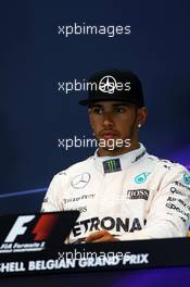 Lewis Hamilton (GBR) Mercedes AMG F1 in the FIA Press Conference. 23.08.2015. Formula 1 World Championship, Rd 13, Belgian Grand Prix, Spa Francorchamps, Belgium, Race Day.