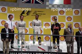 The podium (L to R): Nico Rosberg (GER) Mercedes AMG F1, second; Lewis Hamilton (GBR) Mercedes AMG F1, race winner; Romain Grosjean (FRA) Lotus F1 Team, third. 23.08.2015. Formula 1 World Championship, Rd 13, Belgian Grand Prix, Spa Francorchamps, Belgium, Race Day.