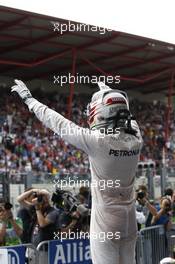 Race winner Lewis Hamilton (GBR) Mercedes AMG F1 celebrates in parc ferme. 23.08.2015. Formula 1 World Championship, Rd 13, Belgian Grand Prix, Spa Francorchamps, Belgium, Race Day.