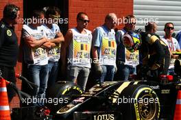 Pastor Maldonado (VEN) Lotus F1 E23 in parc ferme. 22.08.2015. Formula 1 World Championship, Rd 11, Belgian Grand Prix, Spa Francorchamps, Belgium, Qualifying Day.