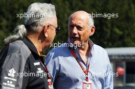 (L to R): Dr. Vijay Mallya (IND) Sahara Force India F1 Team Owner with Ron Dennis (GBR) McLaren Executive Chairman. 22.08.2015. Formula 1 World Championship, Rd 11, Belgian Grand Prix, Spa Francorchamps, Belgium, Qualifying Day.