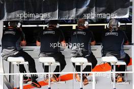 Sahara Force India F1 Team pit gantry. 22.08.2015. Formula 1 World Championship, Rd 11, Belgian Grand Prix, Spa Francorchamps, Belgium, Qualifying Day.
