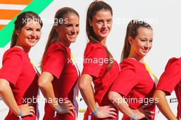 Grid girls. 23.08.2015. Formula 1 World Championship, Rd 13, Belgian Grand Prix, Spa Francorchamps, Belgium, Race Day.