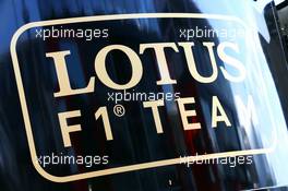 Lotus F1 Team logo. 20.08.2015. Formula 1 World Championship, Rd 11, Belgian Grand Prix, Spa Francorchamps, Belgium, Preparation Day.