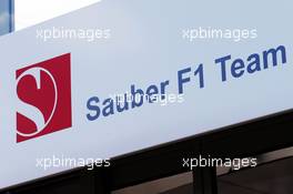 Sauber F1 Team logo. 20.08.2015. Formula 1 World Championship, Rd 11, Belgian Grand Prix, Spa Francorchamps, Belgium, Preparation Day.