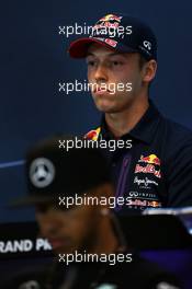Daniil Kvyat (RUS) Red Bull Racing in the FIA Press Conference. 20.08.2015. Formula 1 World Championship, Rd 11, Belgian Grand Prix, Spa Francorchamps, Belgium, Preparation Day.