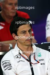 Toto Wolff (GER) Mercedes AMG F1 Shareholder and Executive Director in the FIA Press Conference. 17.04.2015. Formula 1 World Championship, Rd 4, Bahrain Grand Prix, Sakhir, Bahrain, Practice Day