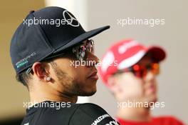 Lewis Hamilton (GBR) Mercedes AMG F1 and Sebastian Vettel (GER) Ferrari. 16.04.2015. Formula 1 World Championship, Rd 4, Bahrain Grand Prix, Sakhir, Bahrain, Preparation Day.