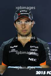 Sergio Perez (MEX), Sahara Force India  16.04.2015. Formula 1 World Championship, Rd 4, Bahrain Grand Prix, Sakhir, Bahrain, Preparation Day.