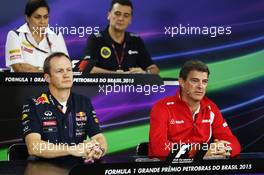 (L to R): Paul Monaghan (GBR) Red Bull Racing Chief Engineer and Graeme Lowdon (GBR) Manor Marussia F1 Team Chief Executive Officer in the FIA Press Conference. 13.11.2015. Formula 1 World Championship, Rd 18, Brazilian Grand Prix, Sao Paulo, Brazil, Practice Day.