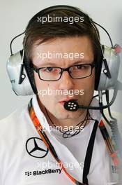 Peter Bonnington (GBR) Mercedes AMG F1 Race Engineer. 13.11.2015. Formula 1 World Championship, Rd 18, Brazilian Grand Prix, Sao Paulo, Brazil, Practice Day.