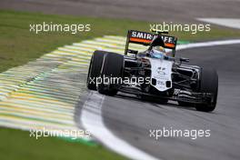 Sergio Perez (MEX), Sahara Force India  13.11.2015. Formula 1 World Championship, Rd 18, Brazilian Grand Prix, Sao Paulo, Brazil, Practice Day.