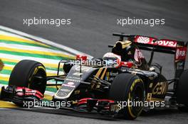 Romain Grosjean (FRA) Lotus F1 E23. 13.11.2015. Formula 1 World Championship, Rd 18, Brazilian Grand Prix, Sao Paulo, Brazil, Practice Day.