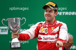3rd place Sebastian Vettel (GER) Ferrari. 15.11.2015. Formula 1 World Championship, Rd 18, Brazilian Grand Prix, Sao Paulo, Brazil, Race Day.