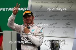 2nd place Lewis Hamilton (GBR) Mercedes AMG F1 W06. 15.11.2015. Formula 1 World Championship, Rd 18, Brazilian Grand Prix, Sao Paulo, Brazil, Race Day.