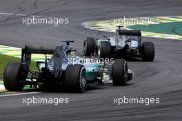 Lewis Hamilton (GBR), Mercedes AMG F1 Team and Nico Rosberg (GER), Mercedes AMG F1 Team  15.11.2015. Formula 1 World Championship, Rd 18, Brazilian Grand Prix, Sao Paulo, Brazil, Race Day.