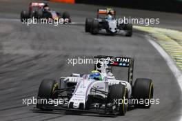 Felipe Massa (BRA) Williams FW37. 15.11.2015. Formula 1 World Championship, Rd 18, Brazilian Grand Prix, Sao Paulo, Brazil, Race Day.