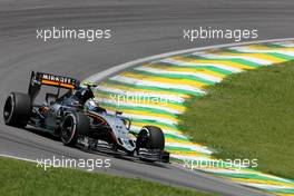 Sergio Perez (MEX), Sahara Force India  14.11.2015. Formula 1 World Championship, Rd 18, Brazilian Grand Prix, Sao Paulo, Brazil, Qualifying Day.
