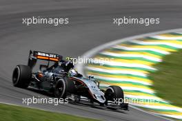 Sergio Perez (MEX), Sahara Force India  14.11.2015. Formula 1 World Championship, Rd 18, Brazilian Grand Prix, Sao Paulo, Brazil, Qualifying Day.