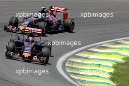 Max Verstappen (NL), Scuderia Toro Rosso and Carlos Sainz (ESP), Scuderia Toro Rosso  14.11.2015. Formula 1 World Championship, Rd 18, Brazilian Grand Prix, Sao Paulo, Brazil, Qualifying Day.
