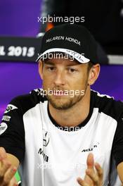 Jenson Button (GBR) McLaren in the FIA Press Conference. 12.11.2015. Formula 1 World Championship, Rd 18, Brazilian Grand Prix, Sao Paulo, Brazil, Preparation Day.