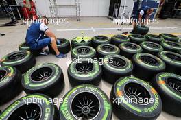 Wet Pirelli tyres. 12.11.2015. Formula 1 World Championship, Rd 18, Brazilian Grand Prix, Sao Paulo, Brazil, Preparation Day.