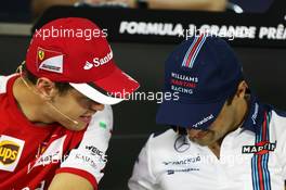 (L to R): Sebastian Vettel (GER) Ferrari with Felipe Massa (BRA) Williams in the FIA Press Conference. 12.11.2015. Formula 1 World Championship, Rd 18, Brazilian Grand Prix, Sao Paulo, Brazil, Preparation Day.