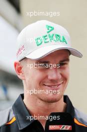 Nico Hulkenberg (GER) Sahara Force India F1 with the media. 12.11.2015. Formula 1 World Championship, Rd 18, Brazilian Grand Prix, Sao Paulo, Brazil, Preparation Day.