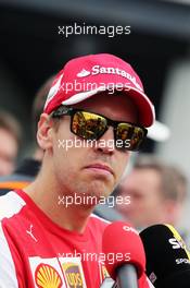 Sebastian Vettel (GER) Ferrari with the media. 12.11.2015. Formula 1 World Championship, Rd 18, Brazilian Grand Prix, Sao Paulo, Brazil, Preparation Day.