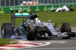 Lewis Hamilton (GBR) Mercedes AMG F1 W06 locks up under braking. 05.06.2015. Formula 1 World Championship, Rd 7, Canadian Grand Prix, Montreal, Canada, Practice Day.