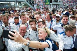The Williams team celebrates at the podium. 07.06.2015. Formula 1 World Championship, Rd 7, Canadian Grand Prix, Montreal, Canada, Race Day.