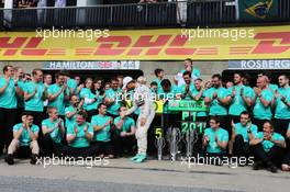 Nico Rosberg (GER) Mercedes AMG F1 celebrates with the team. 07.06.2015. Formula 1 World Championship, Rd 7, Canadian Grand Prix, Montreal, Canada, Race Day.