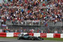 Race winner Lewis Hamilton (GBR) Mercedes AMG F1 W06 celebrates at the end of the race. 07.06.2015. Formula 1 World Championship, Rd 7, Canadian Grand Prix, Montreal, Canada, Race Day.