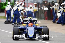 Felipe Nasr (BRA) Sauber C34 makes a pit stop. 07.06.2015. Formula 1 World Championship, Rd 7, Canadian Grand Prix, Montreal, Canada, Race Day.