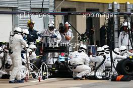 Felipe Massa (BRA) Williams FW37 makes a pit stop. 07.06.2015. Formula 1 World Championship, Rd 7, Canadian Grand Prix, Montreal, Canada, Race Day.