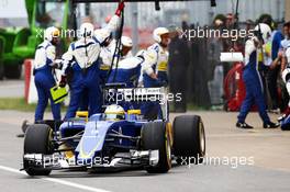 Marcus Ericsson (SWE) Sauber C34 makes a pit stop. 07.06.2015. Formula 1 World Championship, Rd 7, Canadian Grand Prix, Montreal, Canada, Race Day.