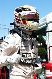 Lewis Hamilton (GBR) Mercedes AMG F1 celebrates his pole position in parc ferme. 06.06.2015. Formula 1 World Championship, Rd 7, Canadian Grand Prix, Montreal, Canada, Qualifying Day.