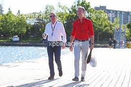 (L to R): Martin Brundle (GBR) Sky Sports Commentator with David Coulthard (GBR) Red Bull Racing and Scuderia Toro Advisor / BBC Television Commentator. 06.06.2015. Formula 1 World Championship, Rd 7, Canadian Grand Prix, Montreal, Canada, Qualifying Day.