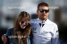 Jenson Button (GBR) McLaren with his wife Jessica Button (JPN). 06.06.2015. Formula 1 World Championship, Rd 7, Canadian Grand Prix, Montreal, Canada, Qualifying Day.