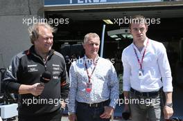 (L to R): Robert Fernley (GBR) Sahara Force India F1 Team Deputy Team Principal with Johnny Herbert (GBR) Sky Sports F1 Presenter and Paul di Resta (GBR) DTM Driver. 06.06.2015. Formula 1 World Championship, Rd 7, Canadian Grand Prix, Montreal, Canada, Qualifying Day.