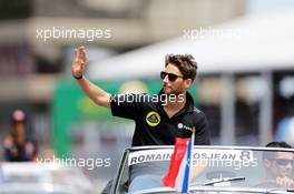 Romain Grosjean (FRA) Lotus F1 Team on the drivers parade. 07.06.2015. Formula 1 World Championship, Rd 7, Canadian Grand Prix, Montreal, Canada, Race Day.