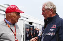 (L to R): Niki Lauda (AUT) Mercedes Non-Executive Chairman with Dr Helmut Marko (AUT) Red Bull Motorsport Consultant. 07.06.2015. Formula 1 World Championship, Rd 7, Canadian Grand Prix, Montreal, Canada, Race Day.
