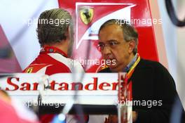 (L to R): Maurizio Arrivabene (ITA) Ferrari Team Principal with Sergio Marchionne (ITA), Ferrari President and CEO of Fiat Chrysler Automobiles. 07.06.2015. Formula 1 World Championship, Rd 7, Canadian Grand Prix, Montreal, Canada, Race Day.