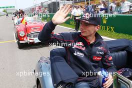 Max Verstappen (NLD) Scuderia Toro Rosso on the drivers parade. 07.06.2015. Formula 1 World Championship, Rd 7, Canadian Grand Prix, Montreal, Canada, Race Day.