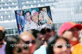 A banner for Lewis Hamilton (GBR) Mercedes AMG F1. 04.06.2015. Formula 1 World Championship, Rd 7, Canadian Grand Prix, Montreal, Canada, Preparation Day.