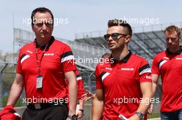 Will Stevens (GBR) Manor Marussia F1 Team walks the circuit with Gianluca Pisanello (ITA) Manor Marussia F1 Team Chief Engineer. 04.06.2015. Formula 1 World Championship, Rd 7, Canadian Grand Prix, Montreal, Canada, Preparation Day.